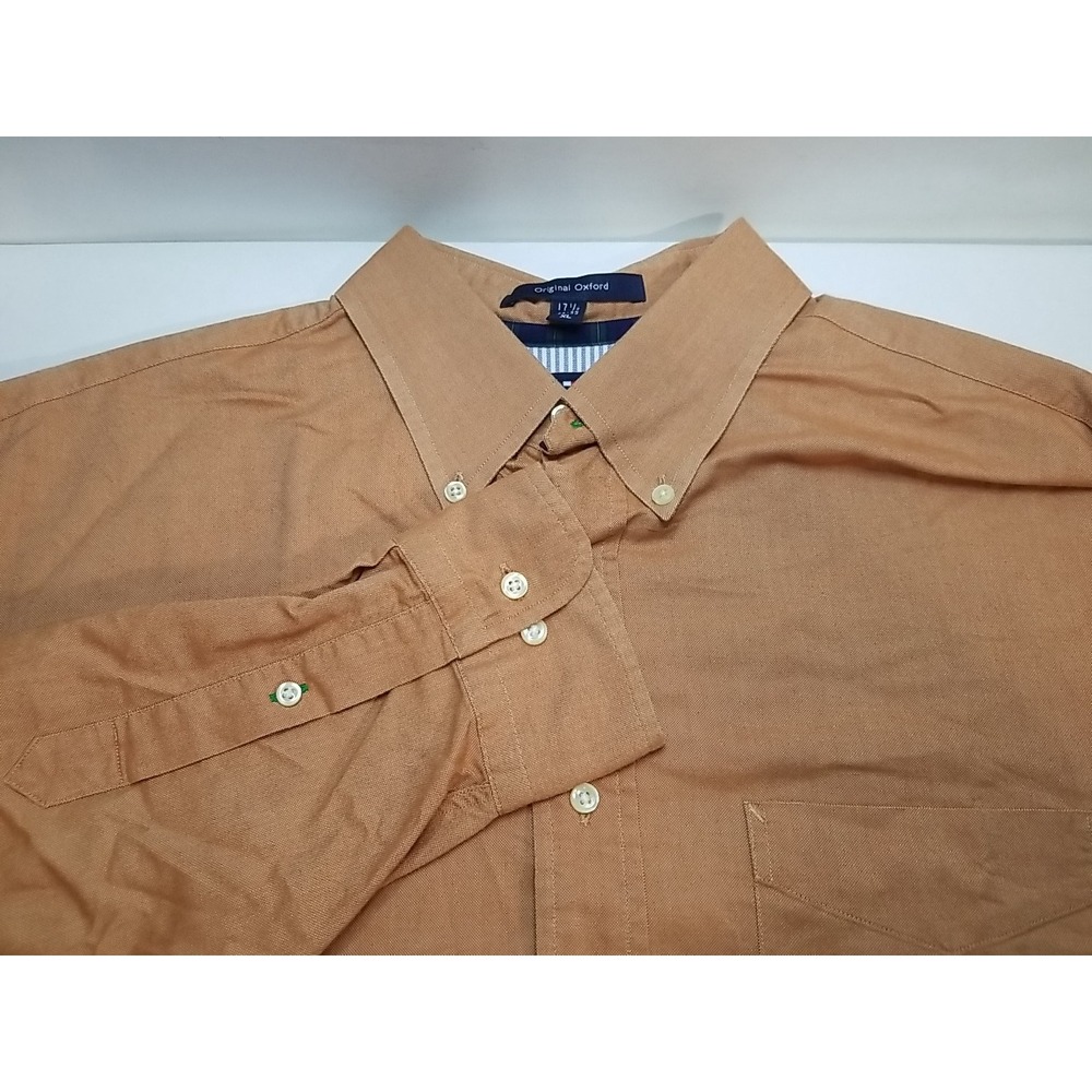 Tommy Hilfiger Mens Oxford Button Down Shirt Long Sleeves‎ Tan XL 17½ 34-35